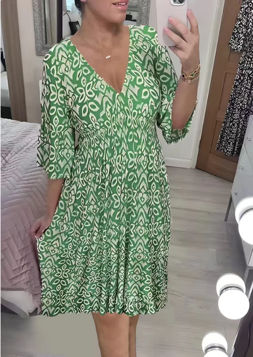 🔥Big Sale - 49% OFF🔥 Free Shipping Mini Bohemia Print V-neck Dress