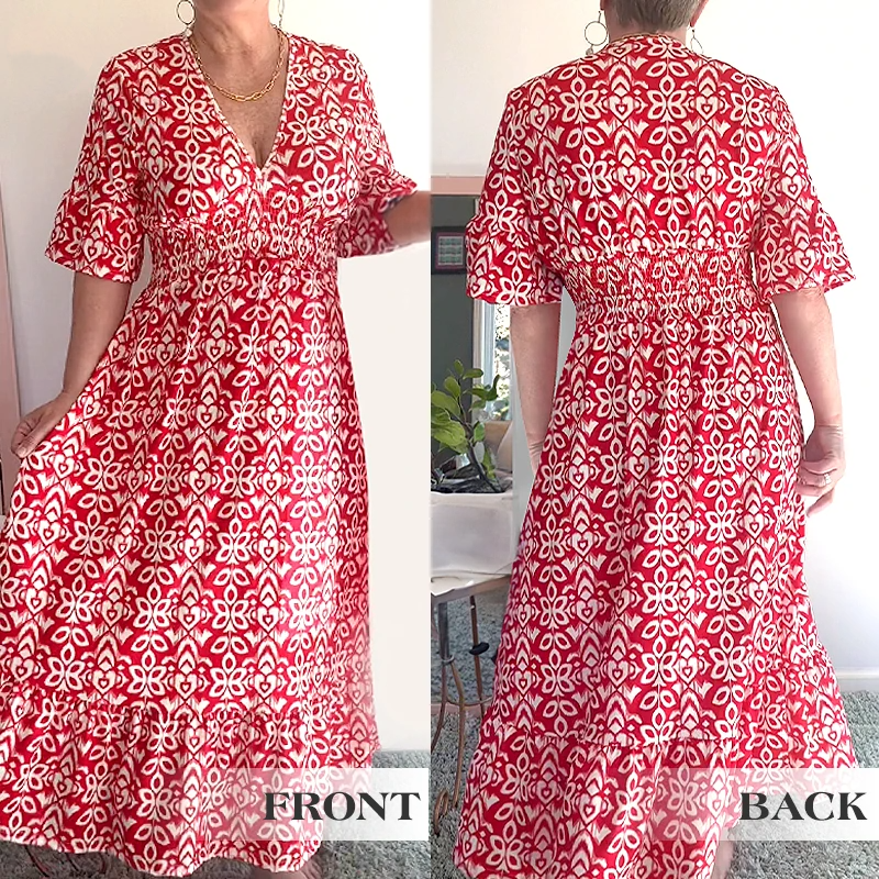 🔥New Year Sale 60% OFF🌸Bohemian Casual Print V-neck Long Dress