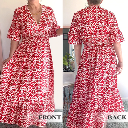 🔥New Year Sale 60% OFF🌸Bohemian Casual Print V-neck Long Dress