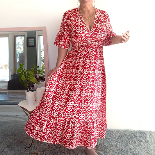 🔥New Year Sale 60% OFF🌸Bohemian Casual Print V-neck Long Dress