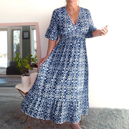 🔥New Year Sale 60% OFF🌸Bohemian Casual Print V-neck Long Dress