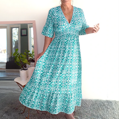 🔥New Year Sale 60% OFF🌸Bohemian Casual Print V-neck Long Dress