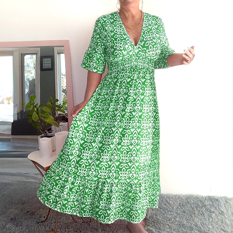 🔥New Year Sale 60% OFF🌸Bohemian Casual Print V-neck Long Dress
