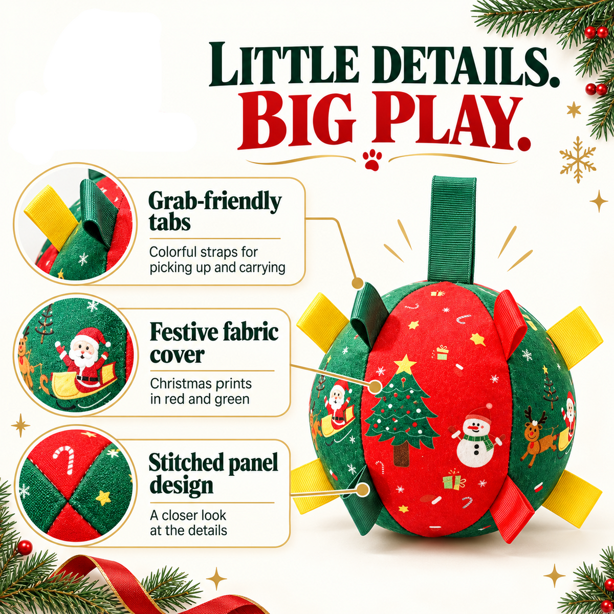 🎄Black Friday Sale 50% OFF!!⏳Flash Sale🏆50K+ SOLD!💥Dog Christmas Interactive Toy Soccer Ball with Bell🐕