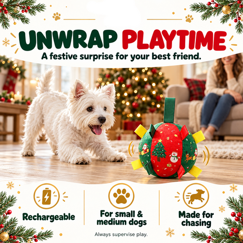 🎄Black Friday Sale 50% OFF!!⏳Flash Sale🏆50K+ SOLD!💥Dog Christmas Interactive Toy Soccer Ball with Bell🐕