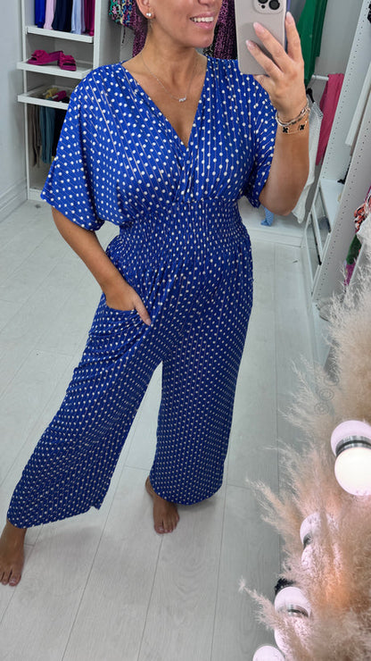 🔥Hot Sale 49% OFF - Polka Dot Printed Elastic Waist Jumpsuit