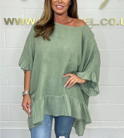 🎉2025 Hot Sale 50% OFF🌹Loose Pleated Off Shoulder Blouses for Women