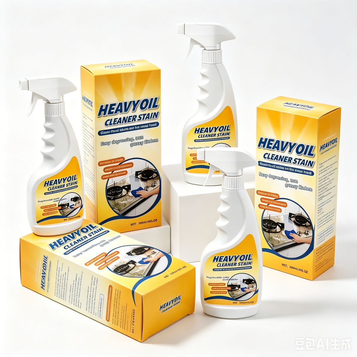 🧽LAST DAY 50% OFF✨Heavy Duty Kitchen Degreaser Spray, No Scrub Oil Stain Remover,Cut Tough Baked-On Grease, Food-Safe No Residue Cleaner  for Stove, Range Hood, Sink & Cookware