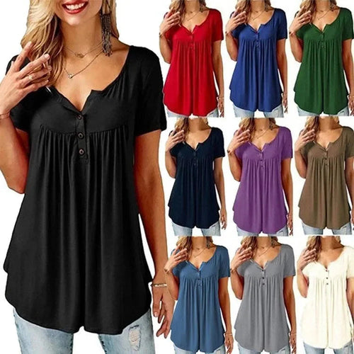 🔥Spring Sale 50% OFF - Women Plain Ruched Short Sleeve Blouses🎁Buy 3 Pay 2&Free Shipping