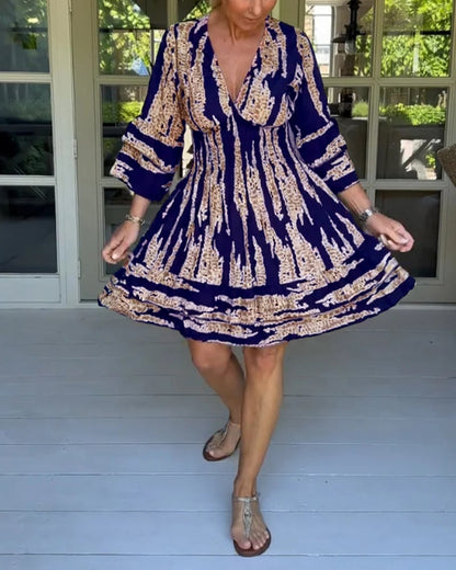 🔥2024 Summer New Arrivals🎉V-neck dress with three-quarter sleeves