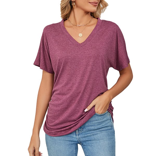 💕Hot Promotion - Buy 3 Pay 2🌷V-Neck Solid Colour Loose Ladies Tops✨