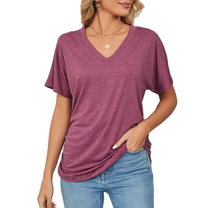 💕Hot Promotion - Buy 3 Pay 2🌷V-Neck Solid Colour Loose Ladies Tops✨