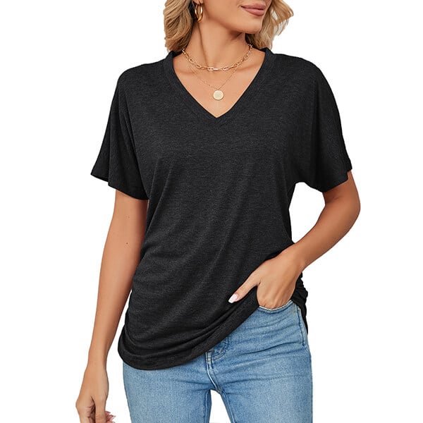 💕Hot Promotion - Buy 3 Pay 2🌷V-Neck Solid Colour Loose Ladies Tops✨