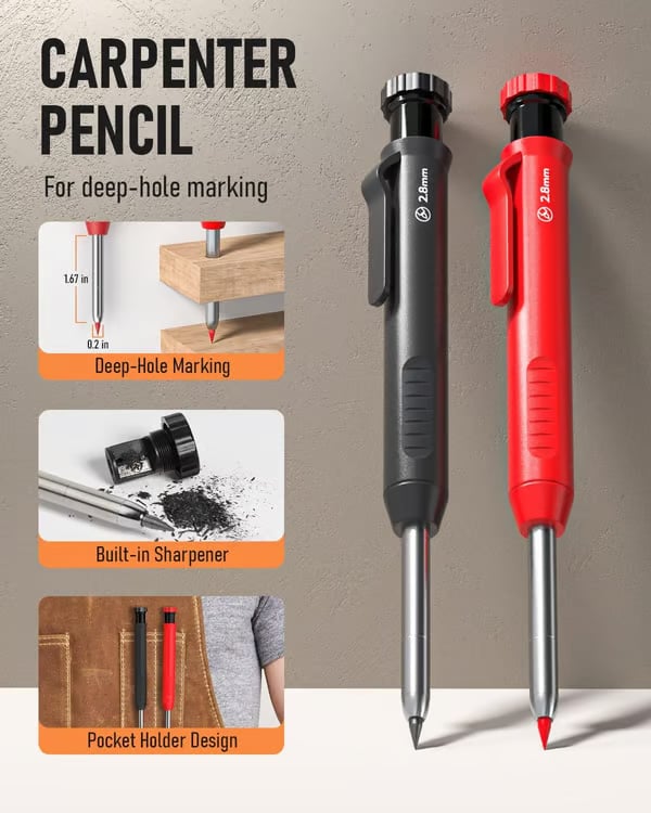 Multifunctional Quick-Drying Carpenter Pencil with Sharpener