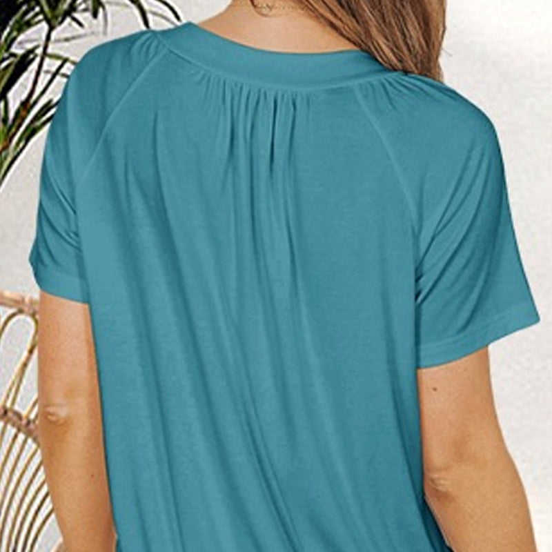 🎁Hot Sale 60% OFF⏳Women's Casual Pleated V-Neck Short-Sleeve Top