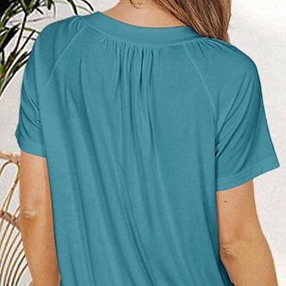 🎁Hot Sale 60% OFF⏳Women's Casual Pleated V-Neck Short-Sleeve Top