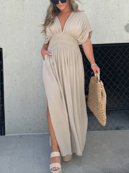 🌸Hot Sale 50% OFF💗New Fashion Slit V-neck Effortless Long Dress