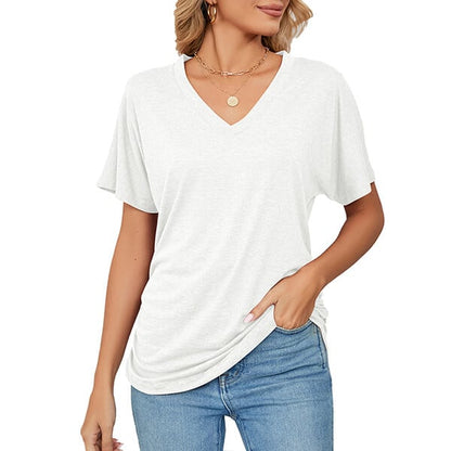 💕Hot Promotion - Buy 3 Pay 2🌷V-Neck Solid Colour Loose Ladies Tops✨