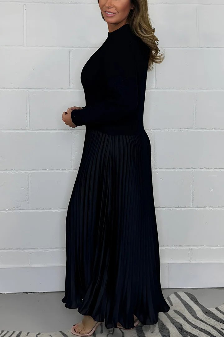 🔥Black Friday Promotion 50% OFF🔥Women's Solid Color Long Sleeve Jumper & Pleated Bottom Dress