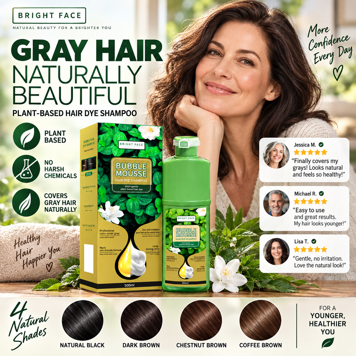 🏆💇‍♀️Long‑Lasting Plant‑Based Foam Hair Dye｜Ammonia‑Free Easy DIY At‑Home Foam Hair Color