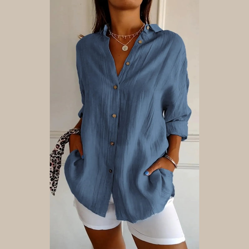 🌷Summer Sale 48% Off💝Classic Pleated Textured Single-Breasted Lapel Shirt