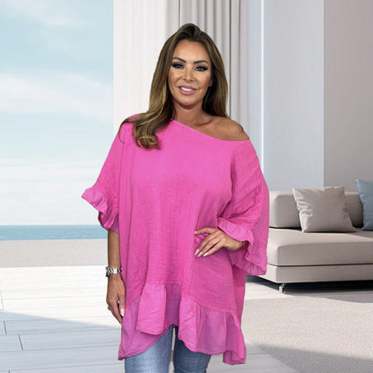 🎉2025 Hot Sale 50% OFF🌹Loose Pleated Off Shoulder Blouses for Women