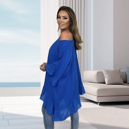 🎉2025 Hot Sale 50% OFF🌹Loose Pleated Off Shoulder Blouses for Women