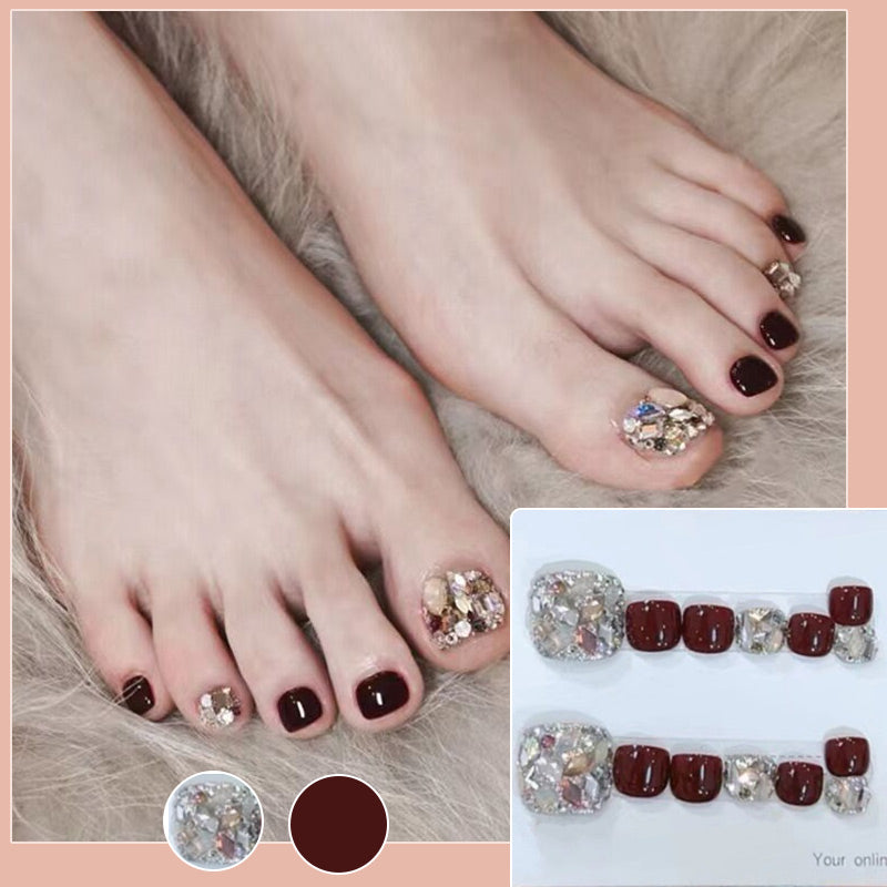 💅✨14 Sheets Square Press on Diamond Toenails🎁Buy 1 Get 1 Free