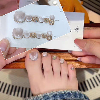 💅✨14 Sheets Square Press on Diamond Toenails🎁Buy 1 Get 1 Free