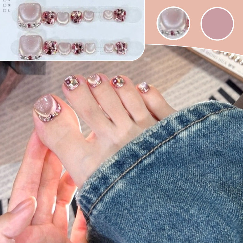 💅✨14 Sheets Square Press on Diamond Toenails🎁Buy 1 Get 1 Free