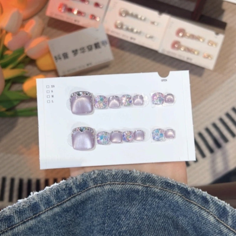 💅✨14 Sheets Square Press on Diamond Toenails🎁Buy 1 Get 1 Free