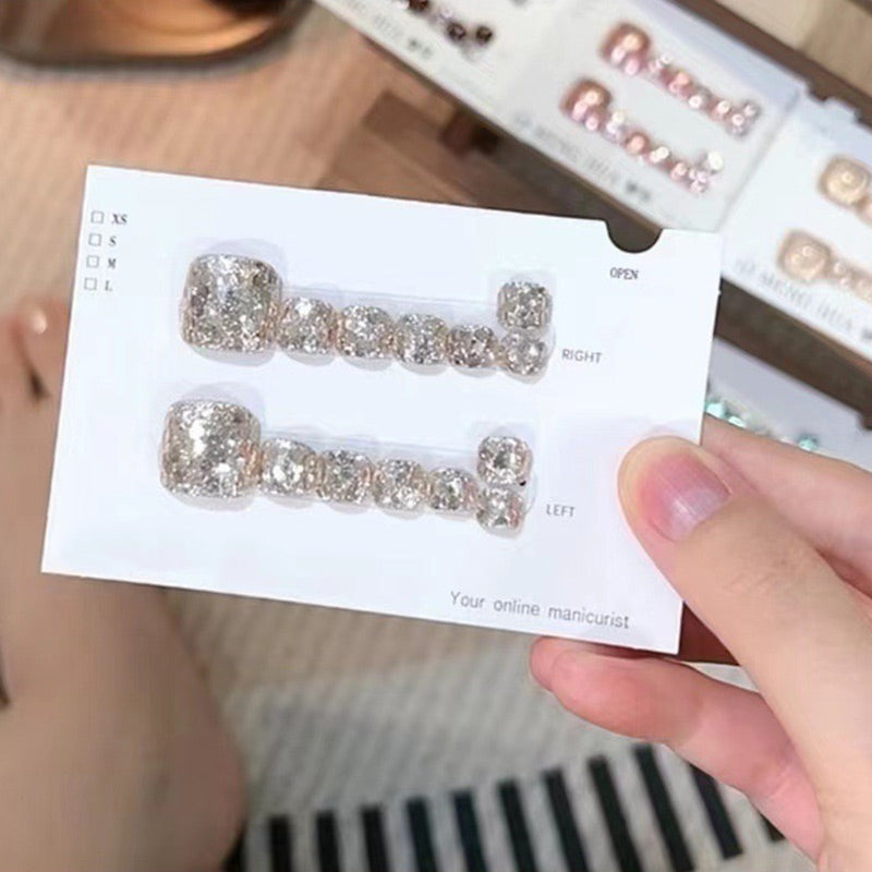 💅✨14 Sheets Square Press on Diamond Toenails🎁Buy 1 Get 1 Free