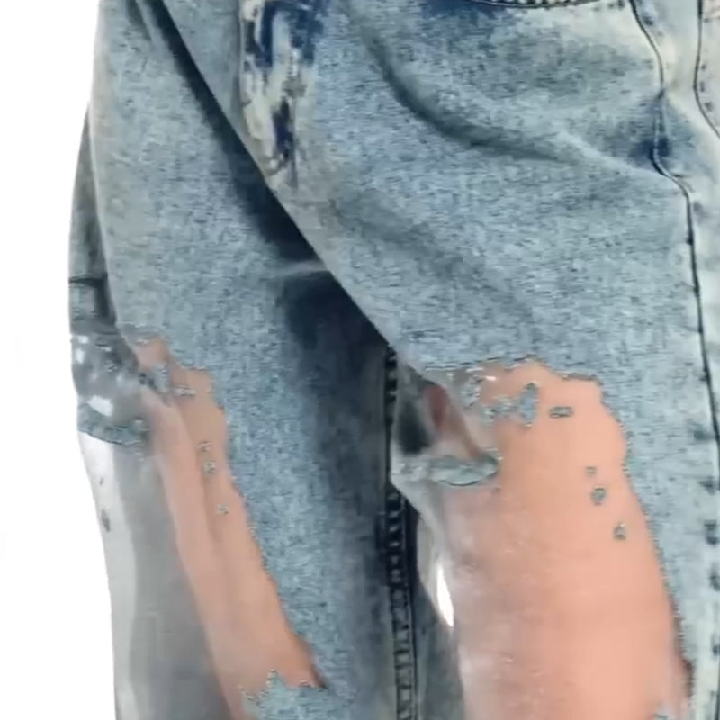💥Hot Sale 50% OFF👖Women's Vintage Mesh Patchwork Printed Jeans