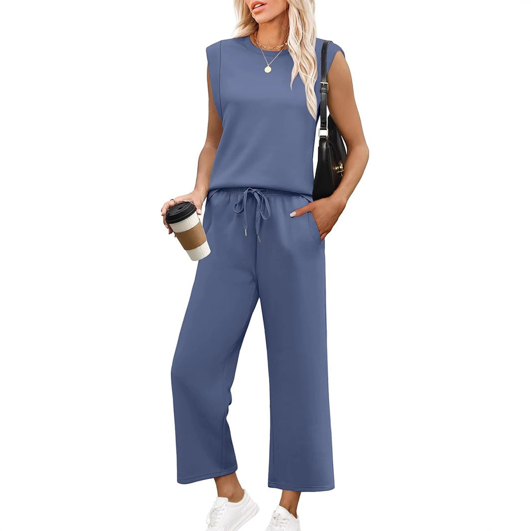 🩷2025 New Women's Sleeveless Top & Wide-Leg Pants 2-Piece Set