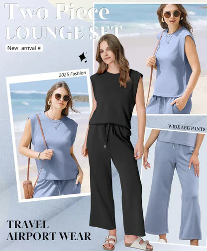 🩷2025 New Women's Sleeveless Top & Wide-Leg Pants 2-Piece Set