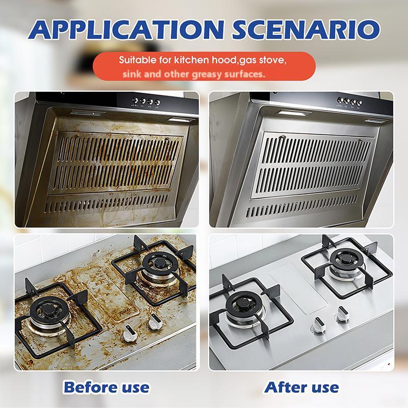 🧽LAST DAY 50% OFF✨Heavy Duty Kitchen Degreaser Spray, No Scrub Oil Stain Remover,Cut Tough Baked-On Grease, Food-Safe No Residue Cleaner  for Stove, Range Hood, Sink & Cookware