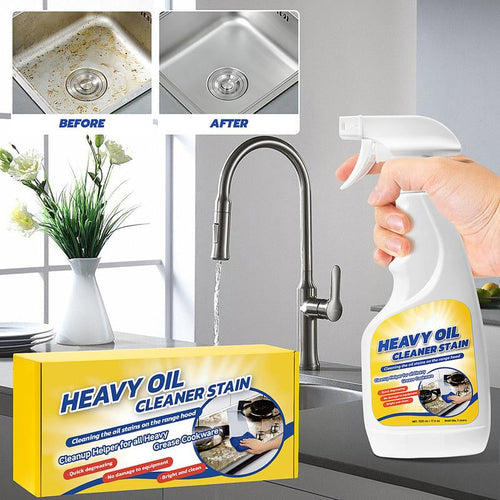 🧽LAST DAY 50% OFF✨Heavy Duty Kitchen Degreaser Spray, No Scrub Oil Stain Remover,Cut Tough Baked-On Grease, Food-Safe No Residue Cleaner  for Stove, Range Hood, Sink & Cookware