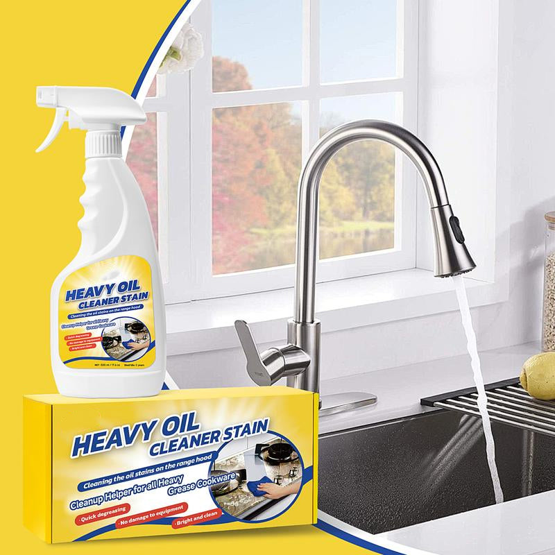 🧽LAST DAY 50% OFF✨Heavy Duty Kitchen Degreaser Spray, No Scrub Oil Stain Remover,Cut Tough Baked-On Grease, Food-Safe No Residue Cleaner  for Stove, Range Hood, Sink & Cookware
