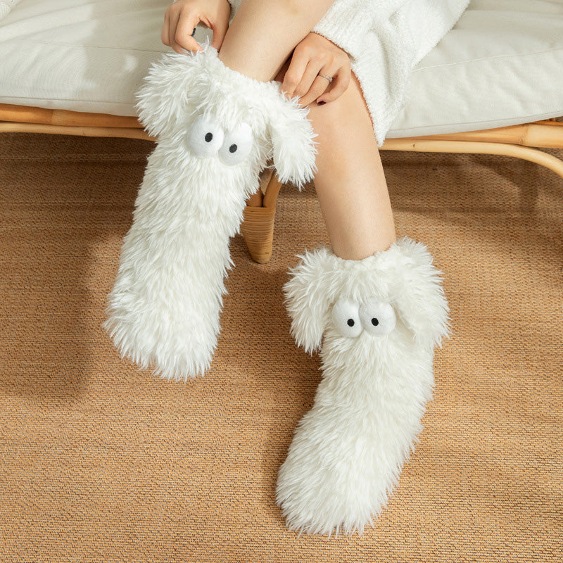 📢📢￡13.99 Buy 1 Get 1 Free!!!⚡50K+ SOLD💕Women's Plush Slippers Socks Floor Socks Winter Home Indoor Thickened Fleece-Lined Anti-Slip Adult Women's Plush Snow Socks Shoe Covers
