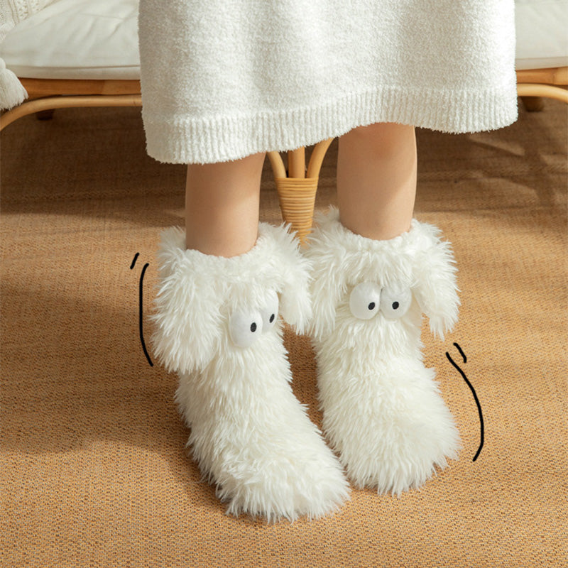 📢📢￡13.99 Buy 1 Get 1 Free!!!⚡50K+ SOLD💕Women's Plush Slippers Socks Floor Socks Winter Home Indoor Thickened Fleece-Lined Anti-Slip Adult Women's Plush Snow Socks Shoe Covers