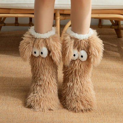 📢📢￡13.99 Buy 1 Get 1 Free!!!⚡50K+ SOLD💕Women's Plush Slippers Socks Floor Socks Winter Home Indoor Thickened Fleece-Lined Anti-Slip Adult Women's Plush Snow Socks Shoe Covers