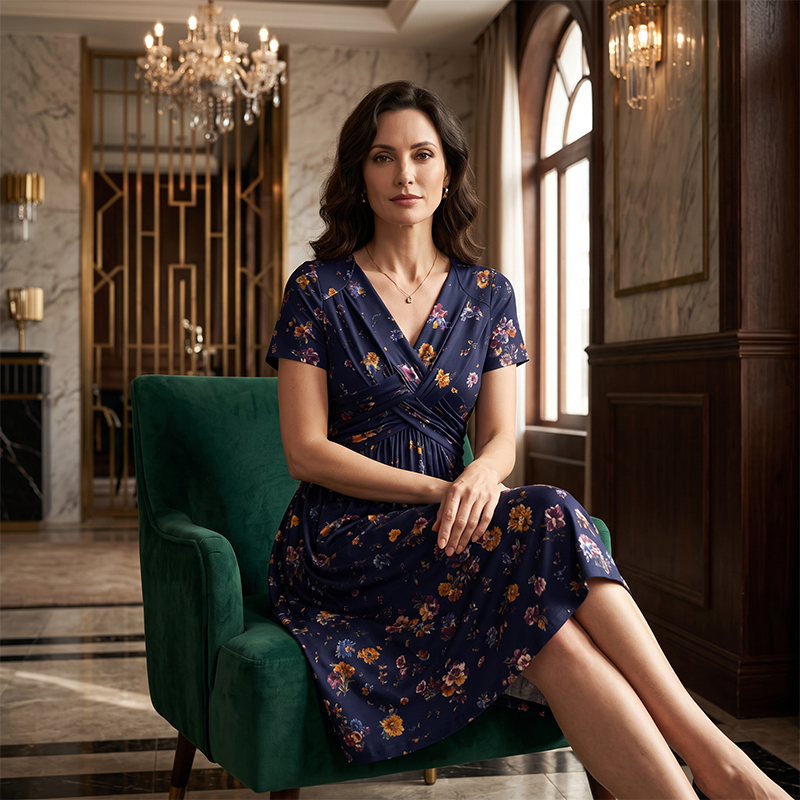 ⏳LAST DAY SALE ONLY￡16.99!!🌿Women's V-Neck Floral Print Dress with Twist Waist