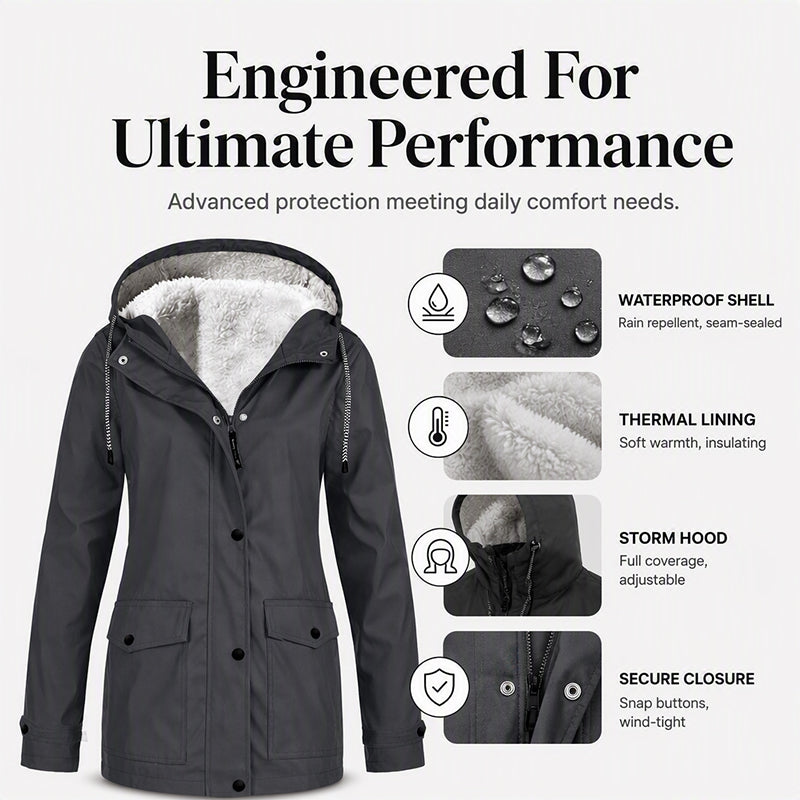 🍂Autumn Hot Sale 55% OFF! 💥Women's Plush-Lined Windproof Hooded Jacket