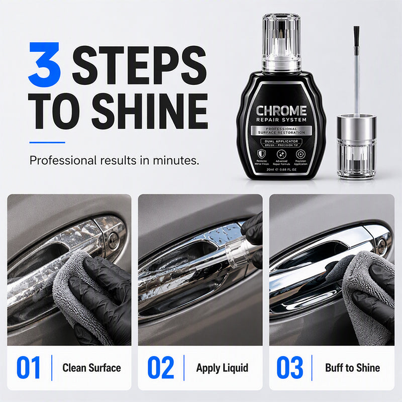 ✨Chrome Repair Pen – Dual-Applicator Mirror-Shine Metal Touch-Up Tool🚗🔧