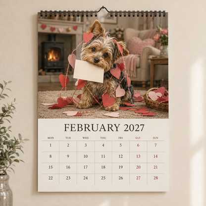 🐶Surprise Price: Only £8.99!!!📅2027 Yorkshire Terrier Wall Calendar