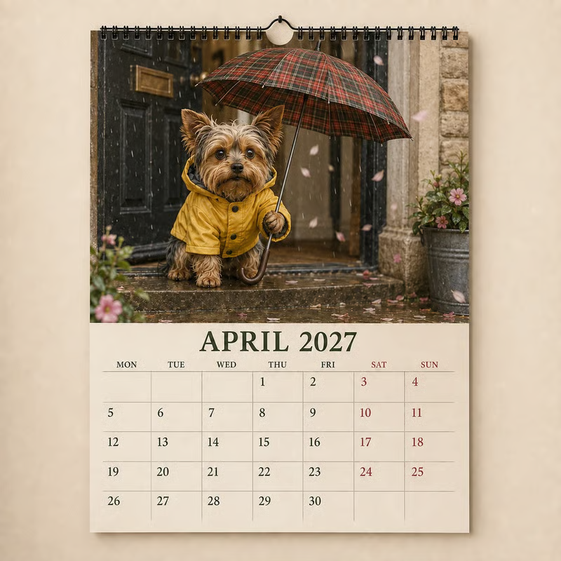 🐶Surprise Price: Only £8.99!!!📅2027 Yorkshire Terrier Wall Calendar