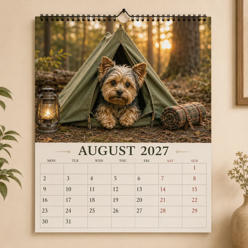 🐶Surprise Price: Only £8.99!!!📅2027 Yorkshire Terrier Wall Calendar