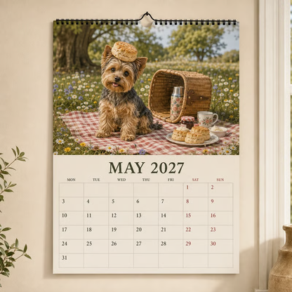 🐶Surprise Price: Only £8.99!!!📅2027 Yorkshire Terrier Wall Calendar