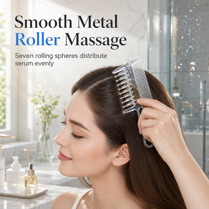 Double Sided Scalp Applicator Comb and Roller Ball Massager for Hair Liquid and Essential Oils