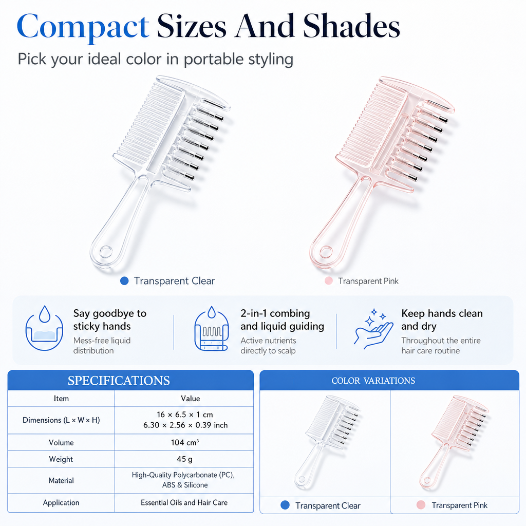 Double Sided Scalp Applicator Comb and Roller Ball Massager for Hair Liquid and Essential Oils